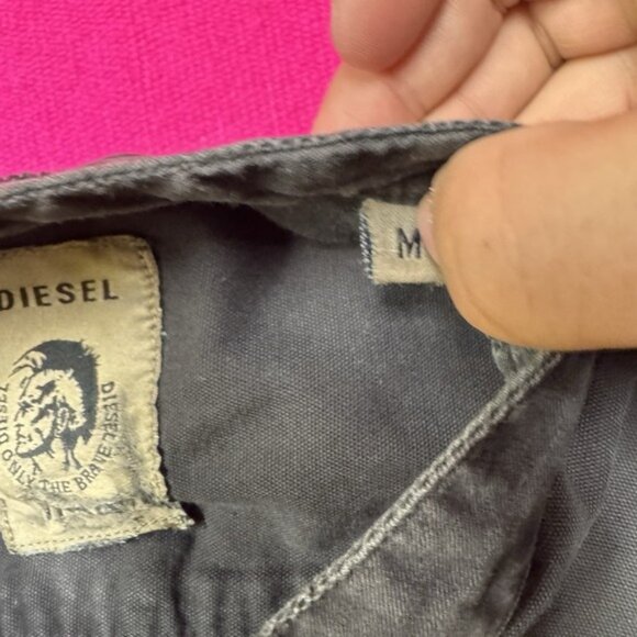 VTG Diesel Shirt Men M Black Band Collar Elbow Patches Y2K‎ Double Breasted - Picture 4 of 7